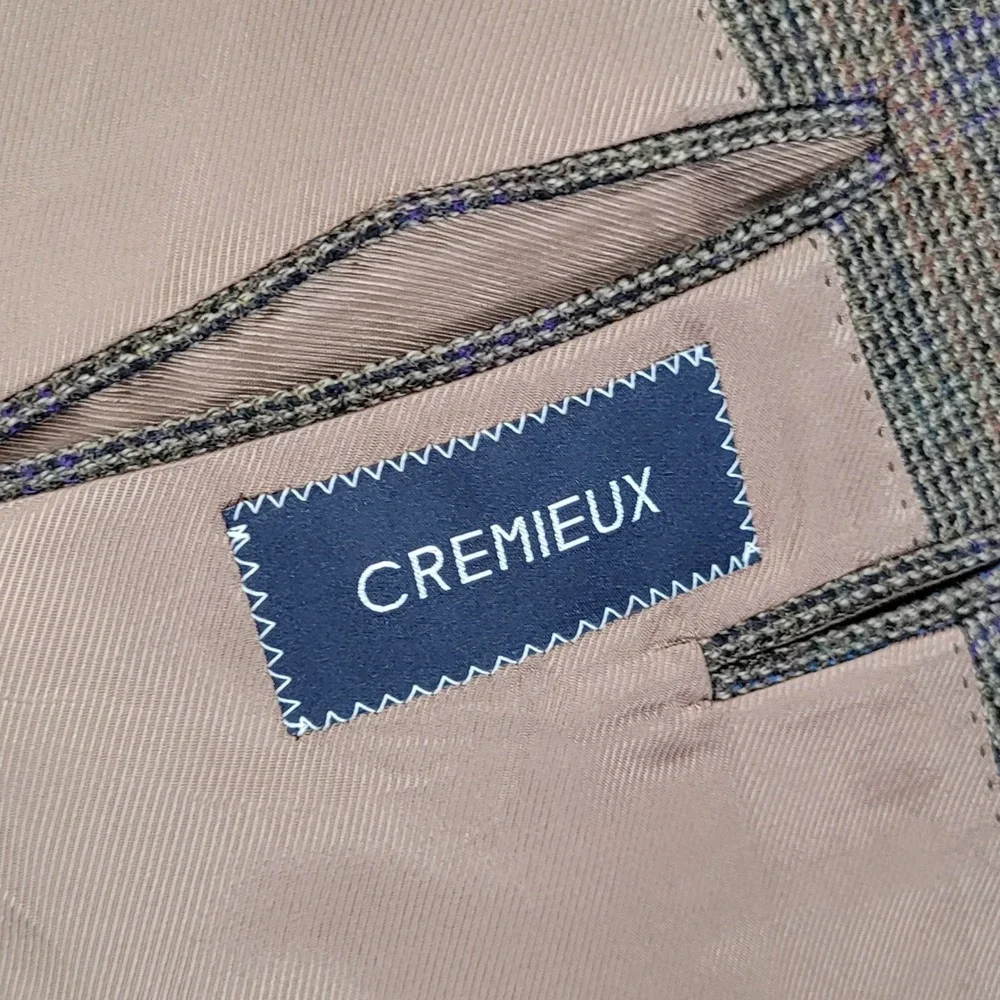 Cremieux Mens 52L Brown Plaid 100% Wool 2 Button Blazer Sport Coat Made Canada